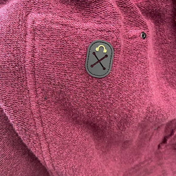 TITIKA Active Wear Couture Burgundy Cowl Neck Yoga Terry Clothe Wrap Sweater - Picture 3 of 8